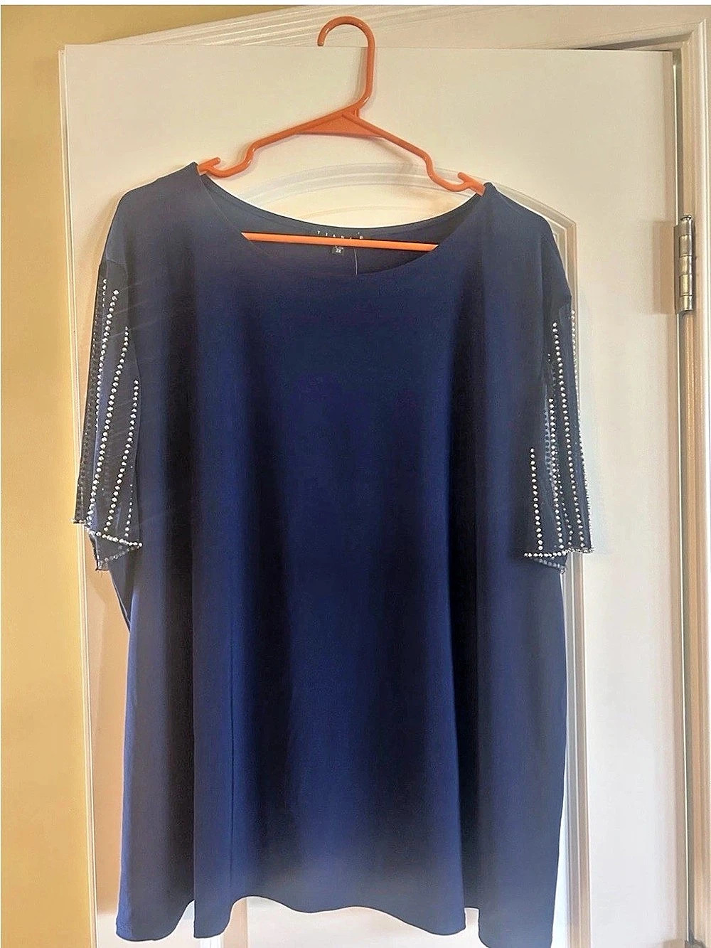 TIANA B. Embellished Sleeve Tunic in Blue Size 3X NWT #25